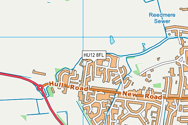 HU12 8FL map - OS VectorMap District (Ordnance Survey)