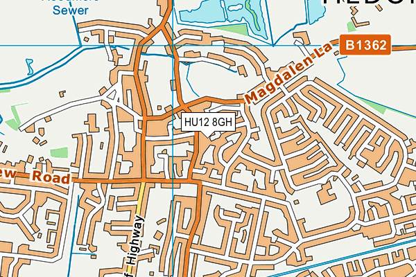 HU12 8GH map - OS VectorMap District (Ordnance Survey)