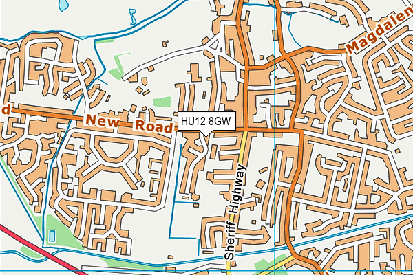 HU12 8GW map - OS VectorMap District (Ordnance Survey)