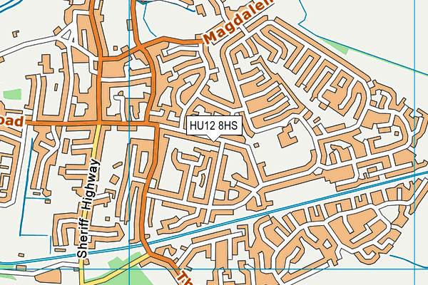 HU12 8HS map - OS VectorMap District (Ordnance Survey)