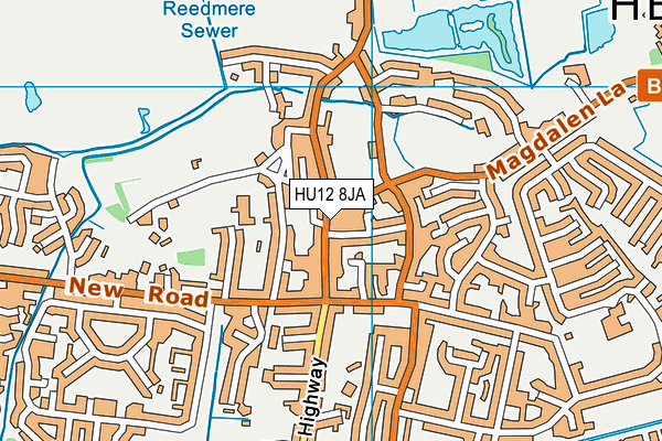HU12 8JA map - OS VectorMap District (Ordnance Survey)