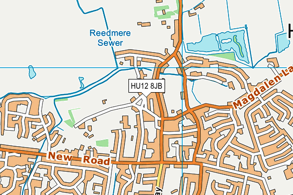 HU12 8JB map - OS VectorMap District (Ordnance Survey)