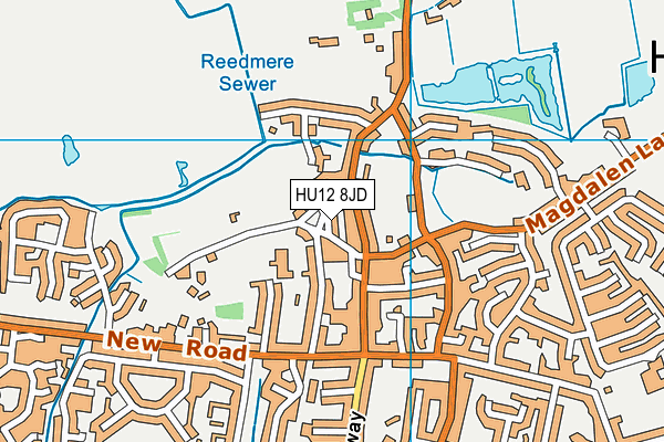 HU12 8JD map - OS VectorMap District (Ordnance Survey)