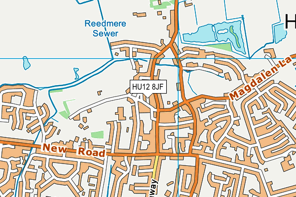 HU12 8JF map - OS VectorMap District (Ordnance Survey)