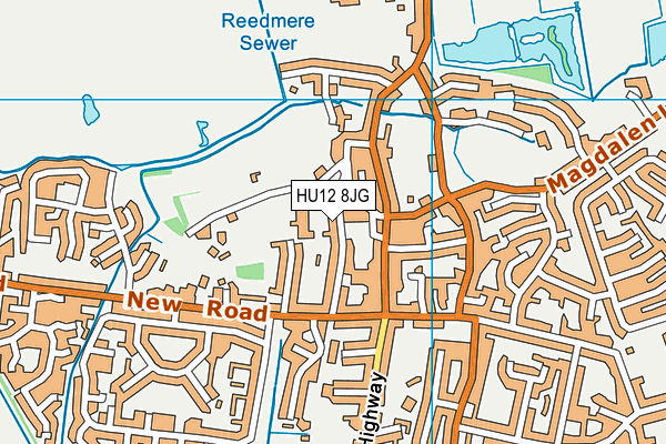 HU12 8JG map - OS VectorMap District (Ordnance Survey)