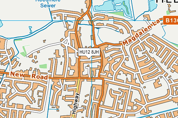 HU12 8JH map - OS VectorMap District (Ordnance Survey)