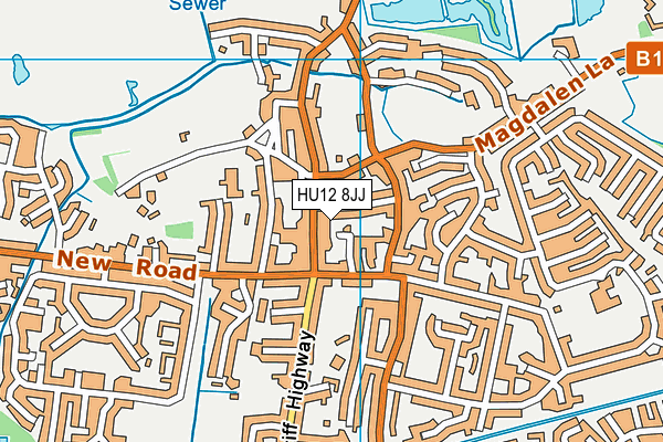 HU12 8JJ map - OS VectorMap District (Ordnance Survey)