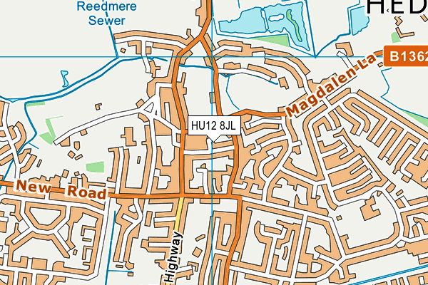 HU12 8JL map - OS VectorMap District (Ordnance Survey)