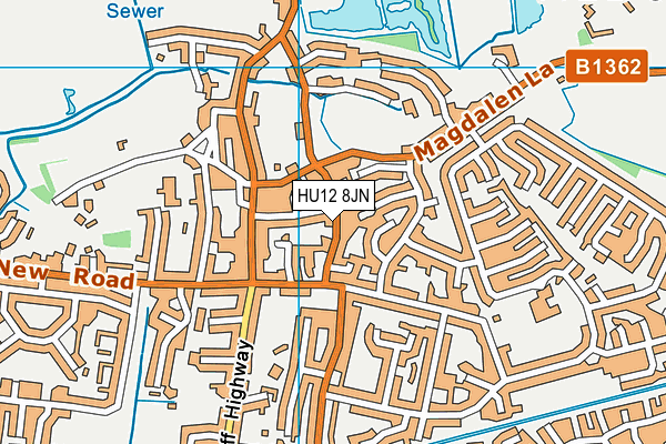 HU12 8JN map - OS VectorMap District (Ordnance Survey)