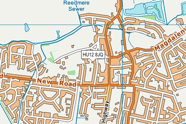 HU12 8JQ map - OS VectorMap District (Ordnance Survey)