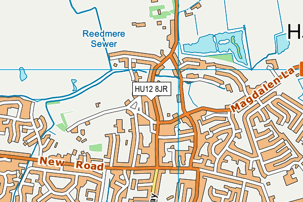 HU12 8JR map - OS VectorMap District (Ordnance Survey)