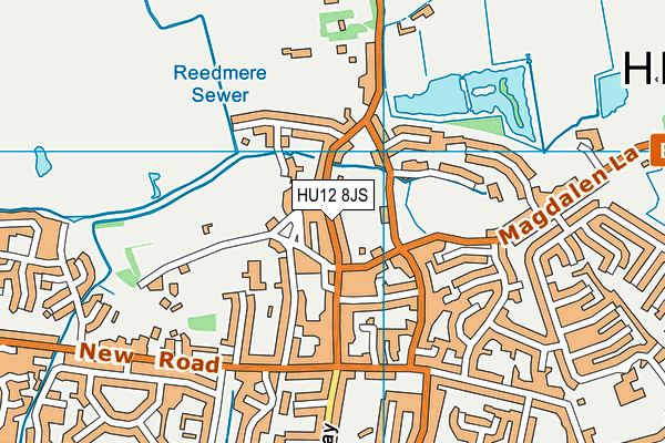 HU12 8JS map - OS VectorMap District (Ordnance Survey)