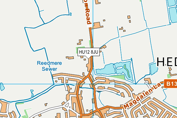 HU12 8JU map - OS VectorMap District (Ordnance Survey)