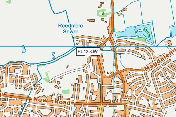 HU12 8JW map - OS VectorMap District (Ordnance Survey)