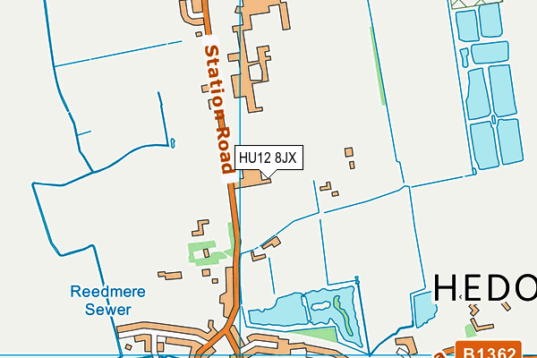 HU12 8JX map - OS VectorMap District (Ordnance Survey)