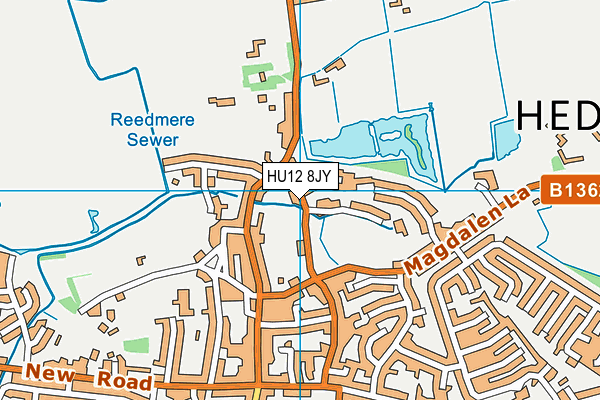 HU12 8JY map - OS VectorMap District (Ordnance Survey)