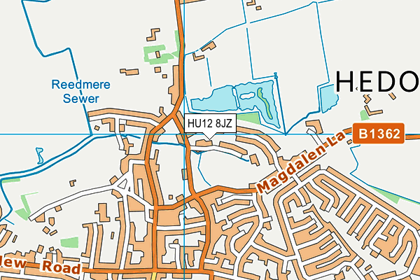 HU12 8JZ map - OS VectorMap District (Ordnance Survey)