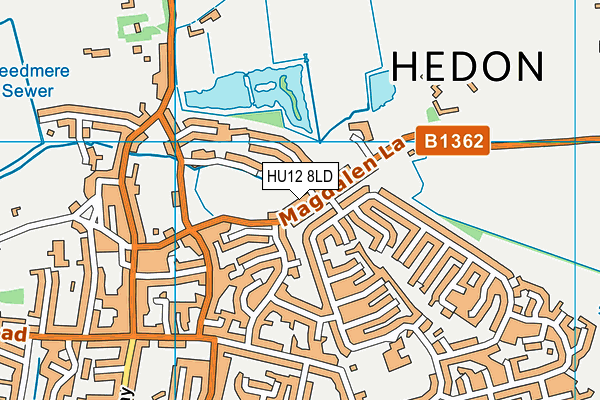 HU12 8LD map - OS VectorMap District (Ordnance Survey)