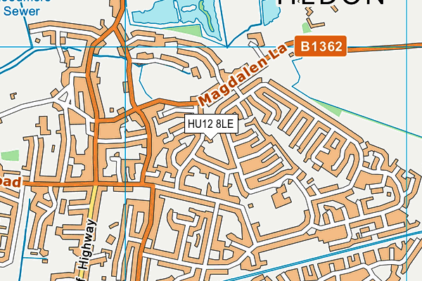 HU12 8LE map - OS VectorMap District (Ordnance Survey)