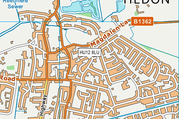 HU12 8LU map - OS VectorMap District (Ordnance Survey)