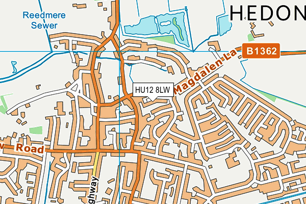 HU12 8LW map - OS VectorMap District (Ordnance Survey)