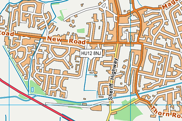 Middle Lane Cricket Ground map (HU12 8NJ) - OS VectorMap District (Ordnance Survey)