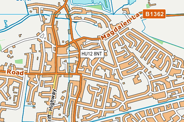 HU12 8NT map - OS VectorMap District (Ordnance Survey)