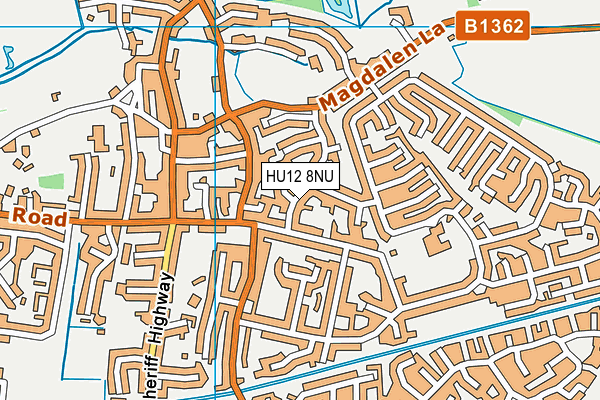 HU12 8NU map - OS VectorMap District (Ordnance Survey)