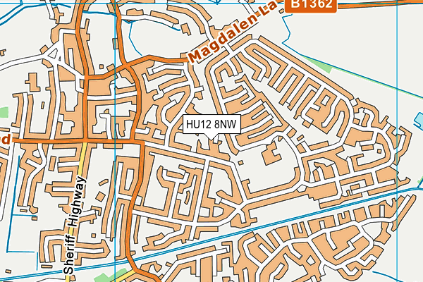 HU12 8NW map - OS VectorMap District (Ordnance Survey)