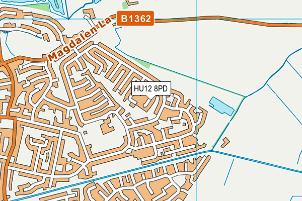 HU12 8PD map - OS VectorMap District (Ordnance Survey)