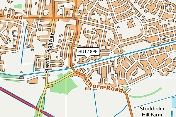 HU12 8PE map - OS VectorMap District (Ordnance Survey)