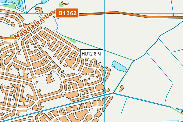 HU12 8PJ map - OS VectorMap District (Ordnance Survey)