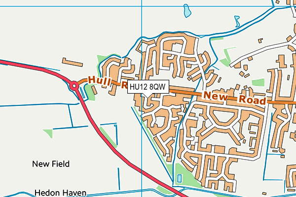 HU12 8QW map - OS VectorMap District (Ordnance Survey)