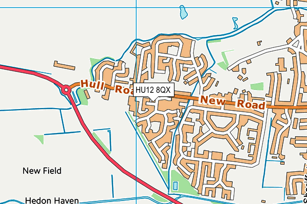 HU12 8QX map - OS VectorMap District (Ordnance Survey)