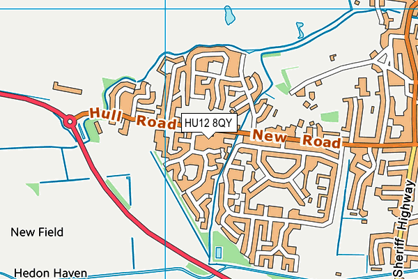 HU12 8QY map - OS VectorMap District (Ordnance Survey)