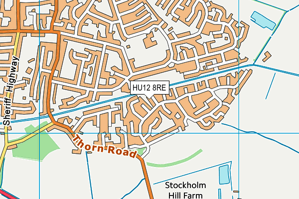 HU12 8RE map - OS VectorMap District (Ordnance Survey)