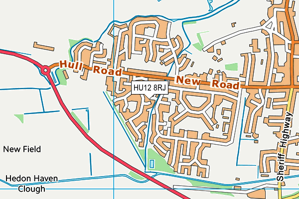 HU12 8RJ map - OS VectorMap District (Ordnance Survey)