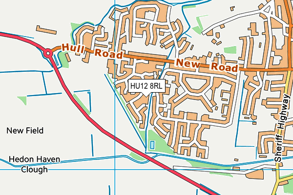 HU12 8RL map - OS VectorMap District (Ordnance Survey)