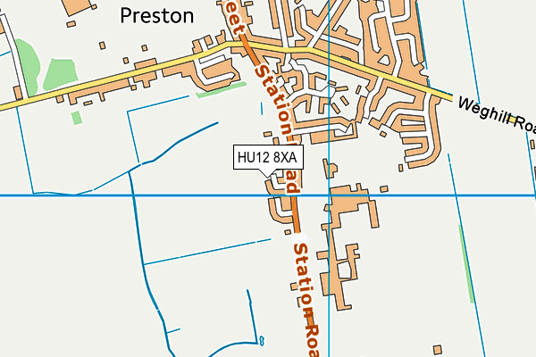 HU12 8XA map - OS VectorMap District (Ordnance Survey)