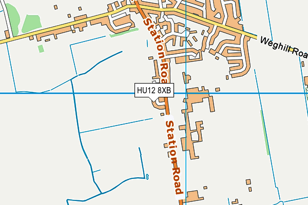 HU12 8XB map - OS VectorMap District (Ordnance Survey)
