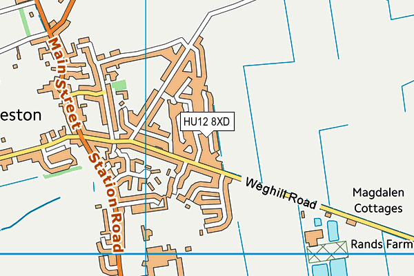 HU12 8XD map - OS VectorMap District (Ordnance Survey)