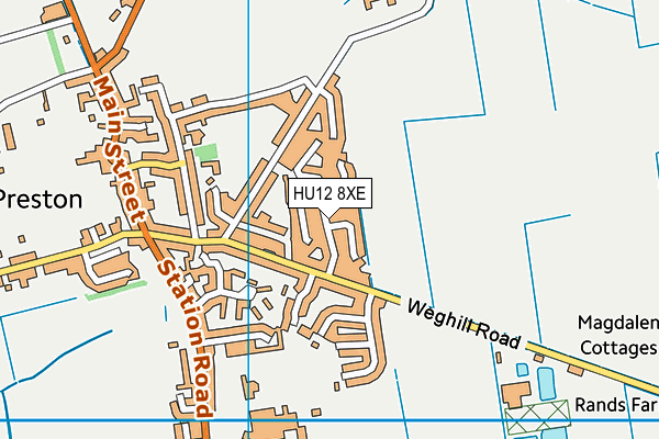 HU12 8XE map - OS VectorMap District (Ordnance Survey)