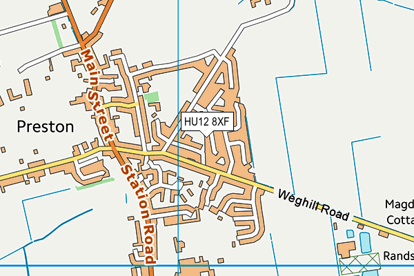 HU12 8XF map - OS VectorMap District (Ordnance Survey)