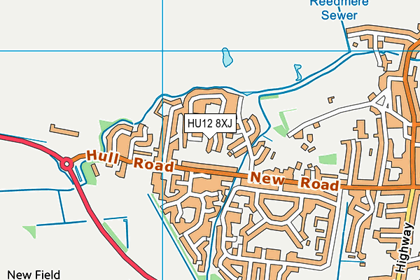 HU12 8XJ map - OS VectorMap District (Ordnance Survey)