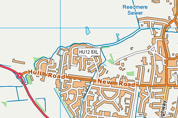 HU12 8XL map - OS VectorMap District (Ordnance Survey)