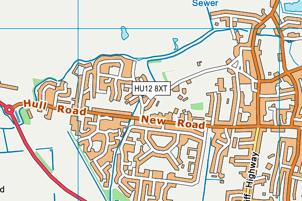 HU12 8XT map - OS VectorMap District (Ordnance Survey)