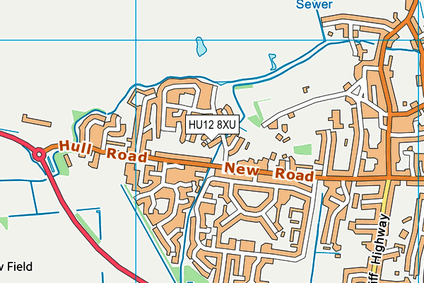 HU12 8XU map - OS VectorMap District (Ordnance Survey)