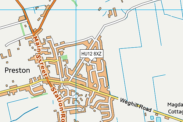 HU12 8XZ map - OS VectorMap District (Ordnance Survey)