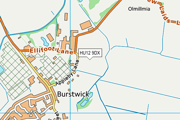 HU12 9DX map - OS VectorMap District (Ordnance Survey)