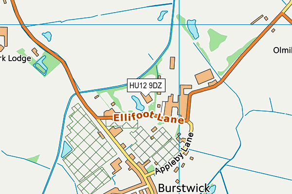 HU12 9DZ map - OS VectorMap District (Ordnance Survey)